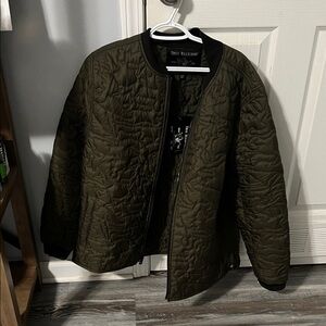 True Religion Men's Dark Green Quilted Bomber Jacket